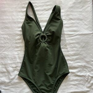 Shade & Shore Ribbed Olive Swimsuit